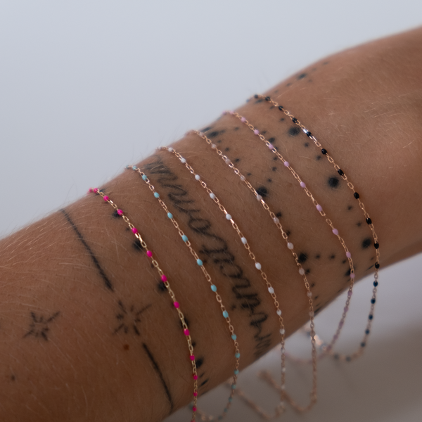 Gold enamal bead bracelet