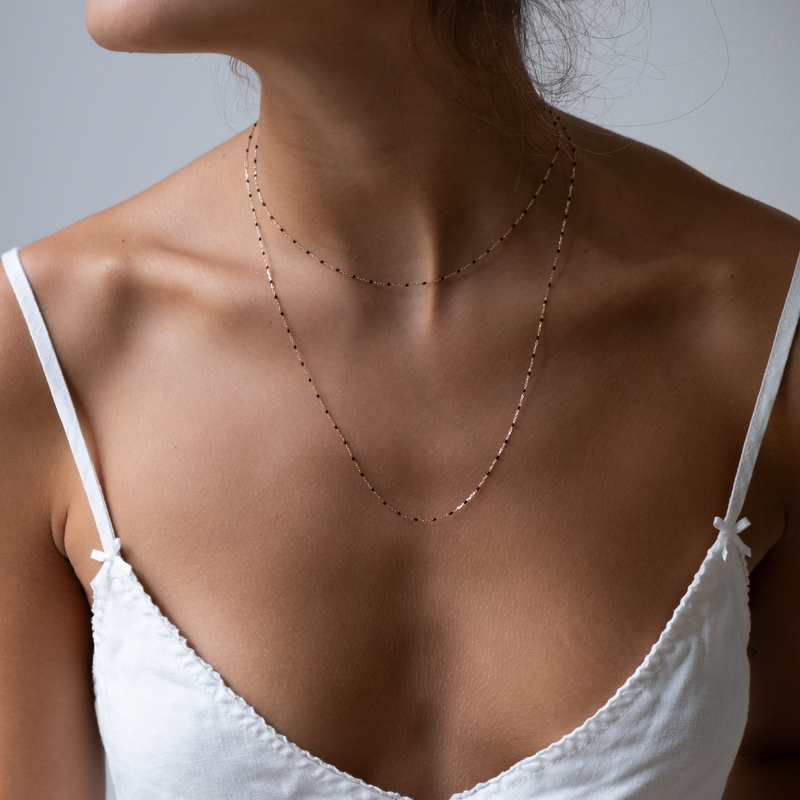 Rose Gold enamal bead necklace
