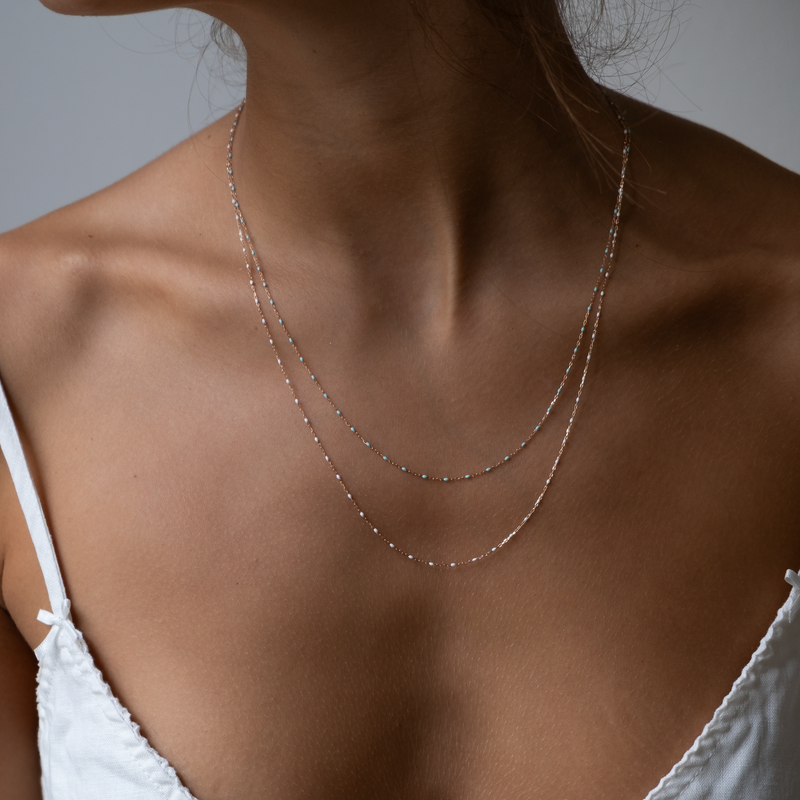 Rose Gold enamal bead necklace