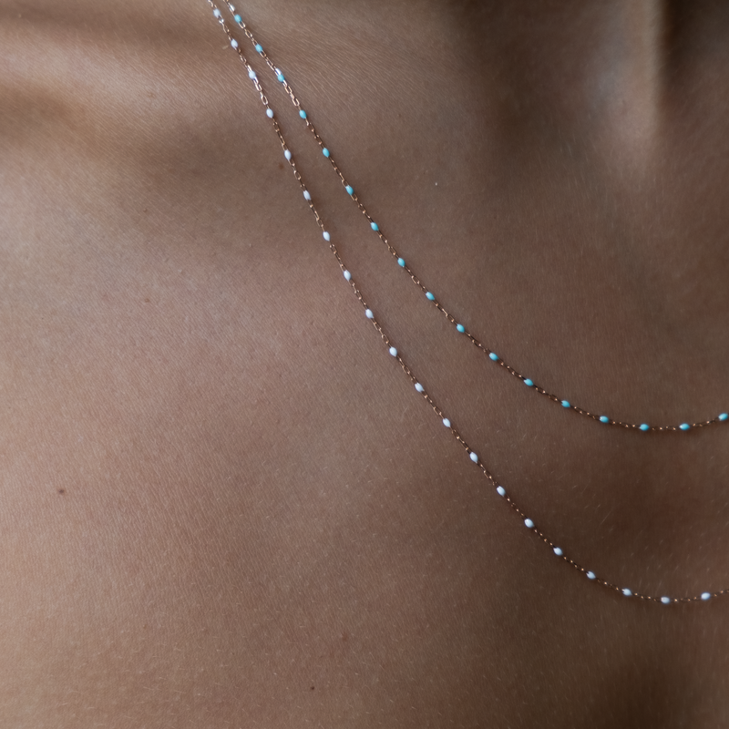 Rose Gold enamal bead necklace