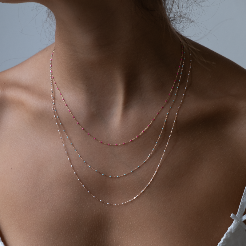 Rose Gold enamal bead necklace