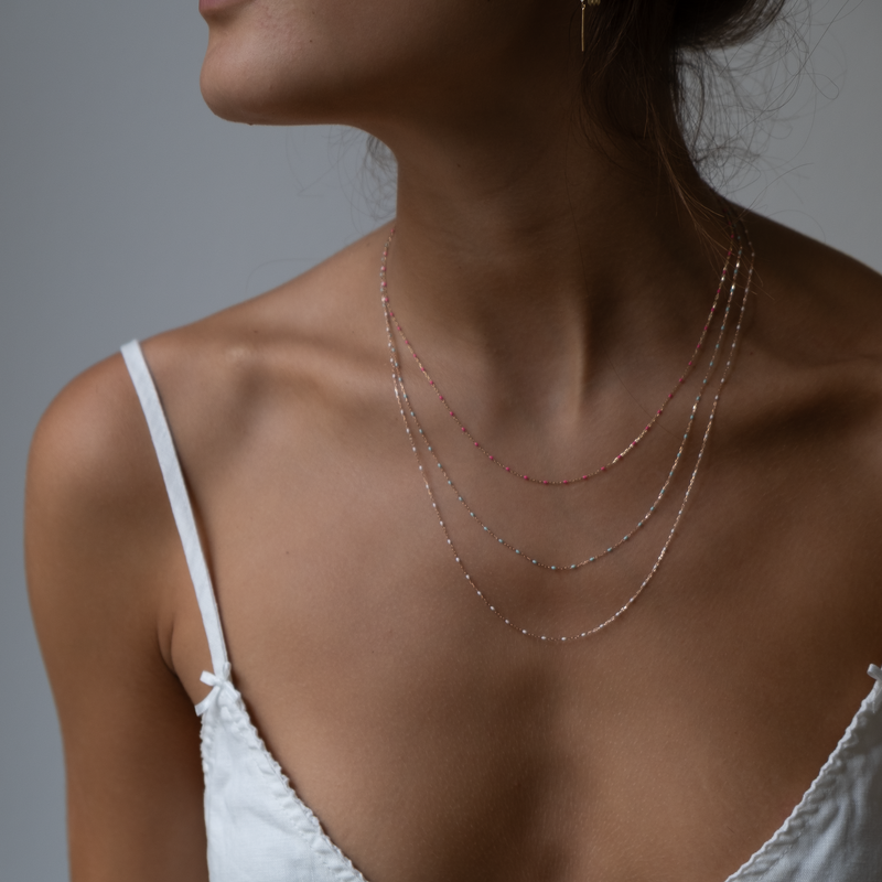 Rose Gold enamal bead necklace