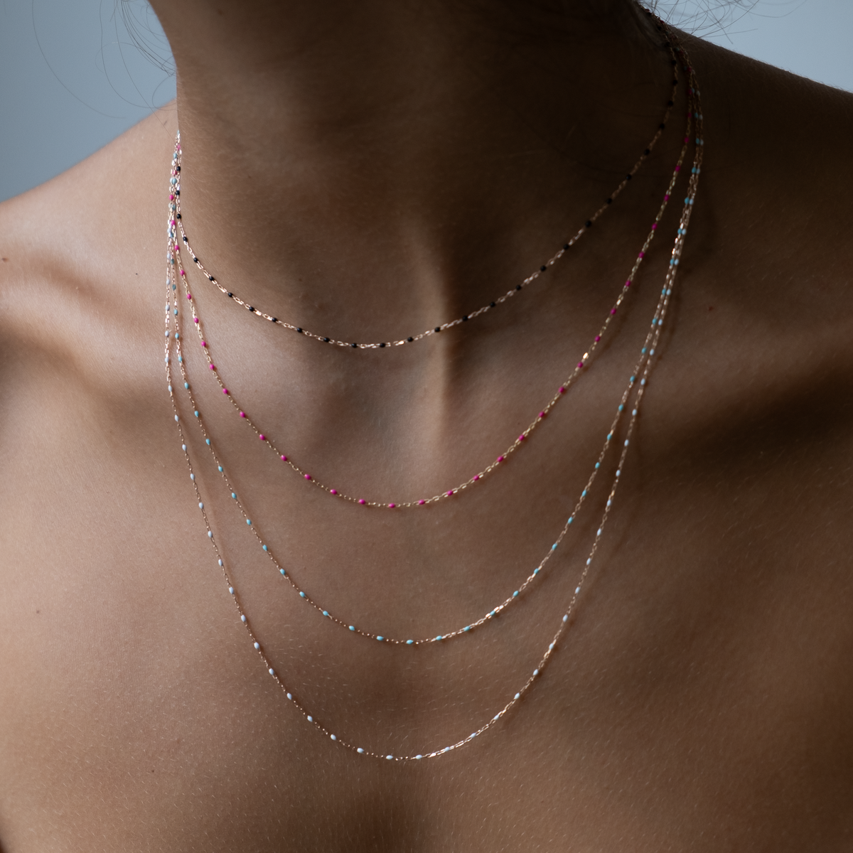 Rose Gold Enamel bead necklace