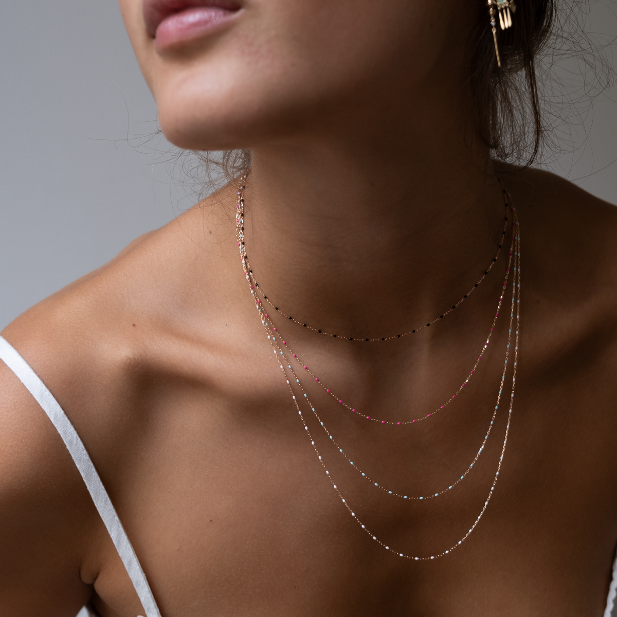 Yellow Gold enamel bead necklace