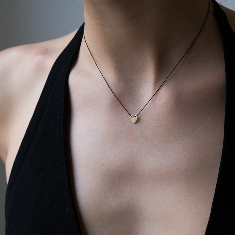 14k gold Silk sliding heart necklace