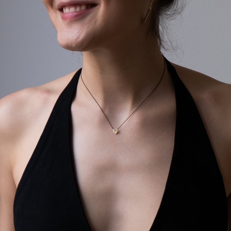 14k gold Silk sliding heart necklace