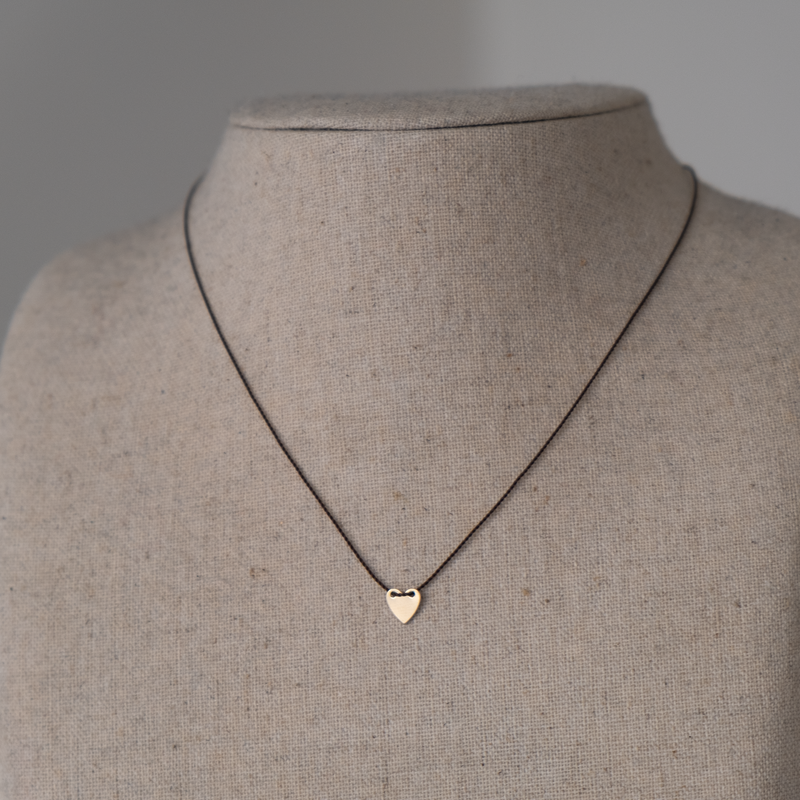 14k gold Silk sliding heart necklace