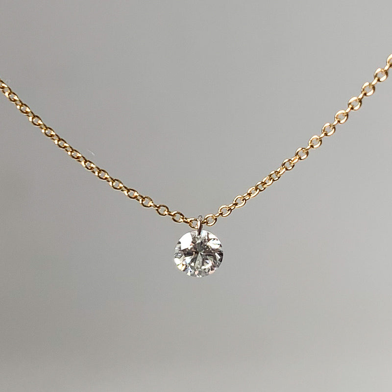 Floating Diamond solitaire Necklace 18k Gold