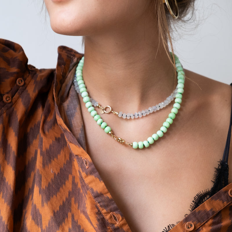 Green opal knotted necklace