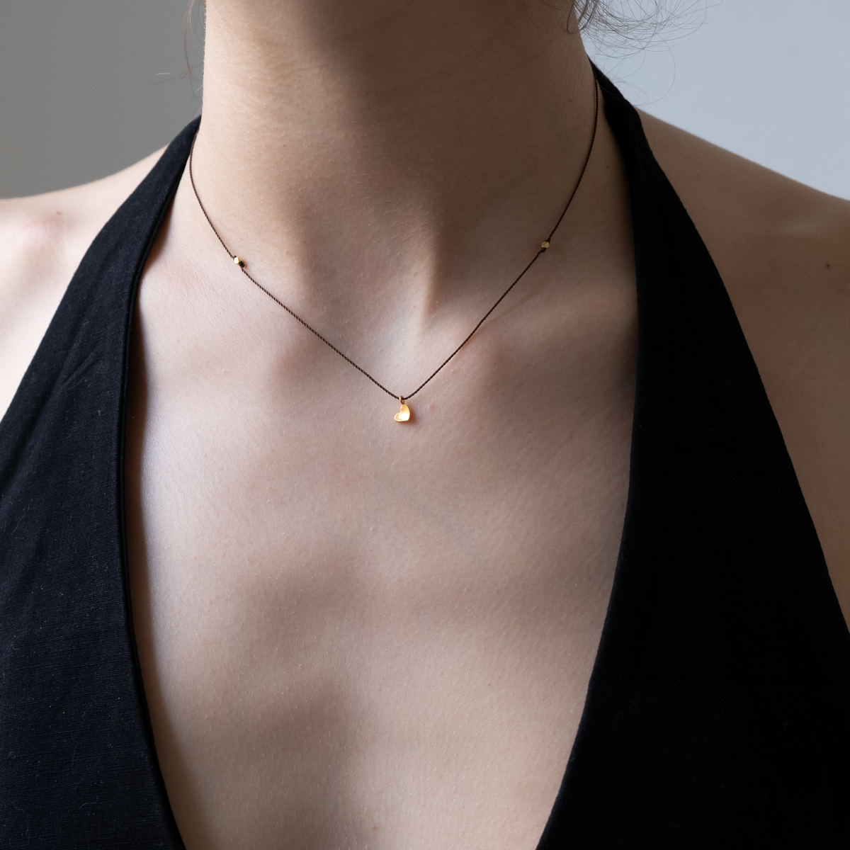 14k gold Silk whimsical heart necklace