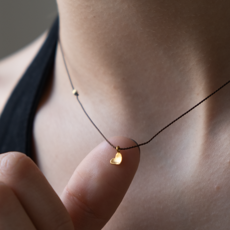 14k gold Silk whimsical heart necklace