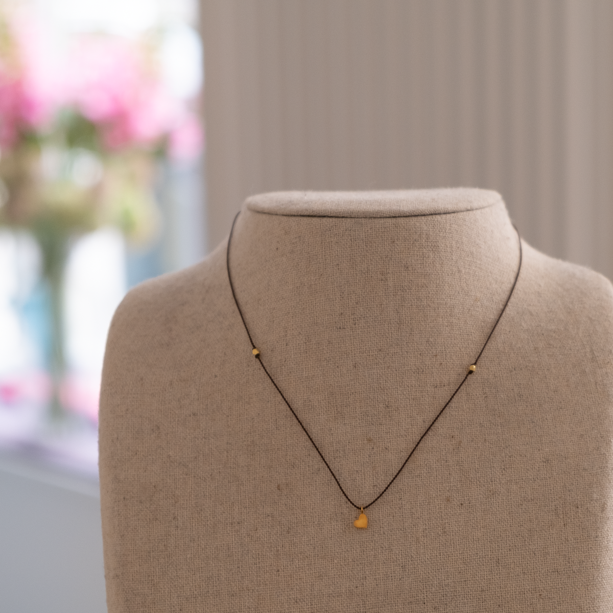 14k gold Silk whimsical heart necklace