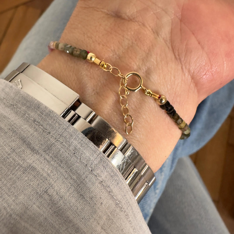 Tourmaline beaded Bracelet 14k gold