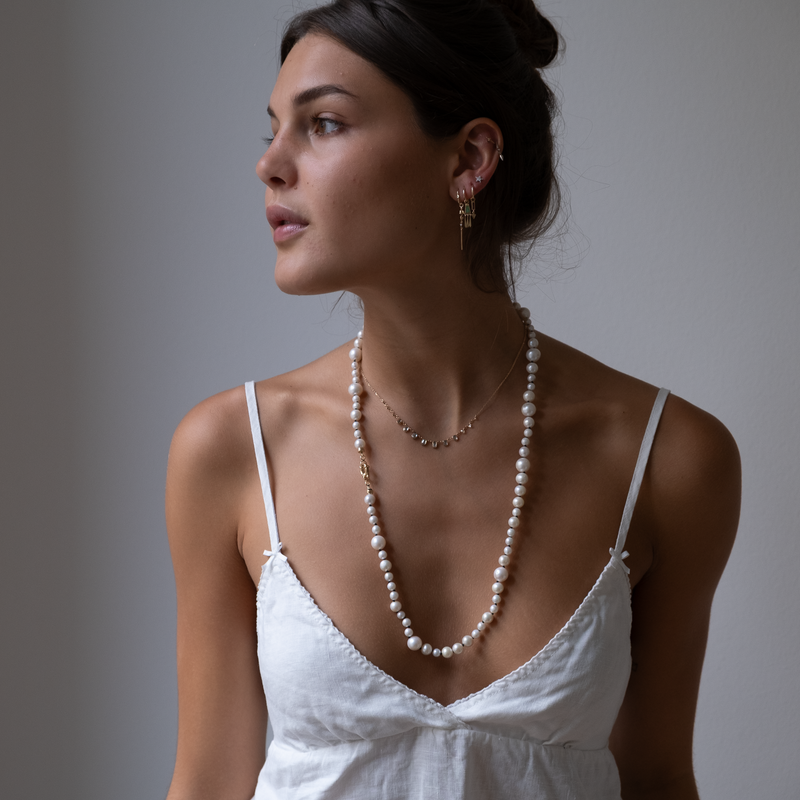 14k Gold Knotted Pearl necklace 6-10mm