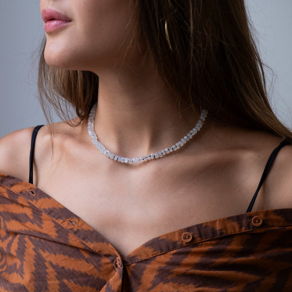 14k gold moonstone necklace by Vivien Frank Designs