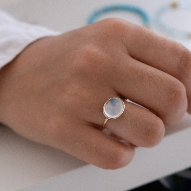 14k Solid Gold Moonstone Ring