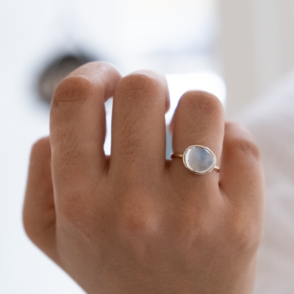 14k Solid Gold Moonstone Ring