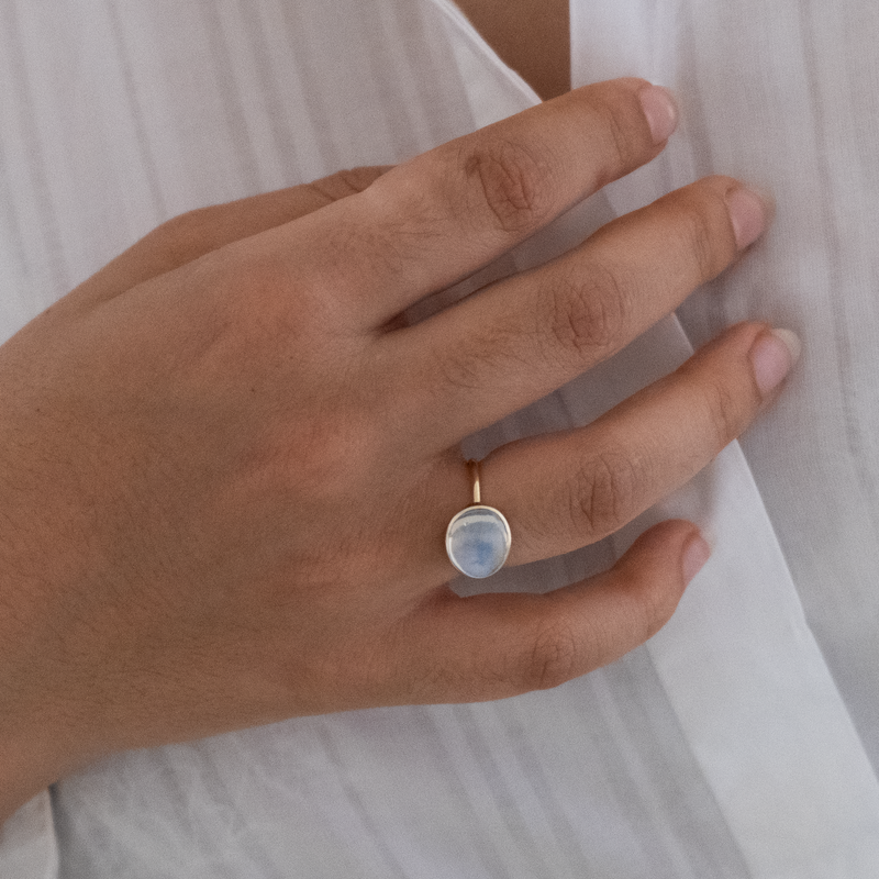 14k Solid Gold Moonstone Ring