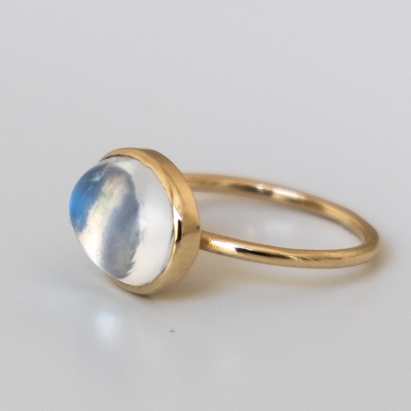 14k Solid Gold Moonstone Ring