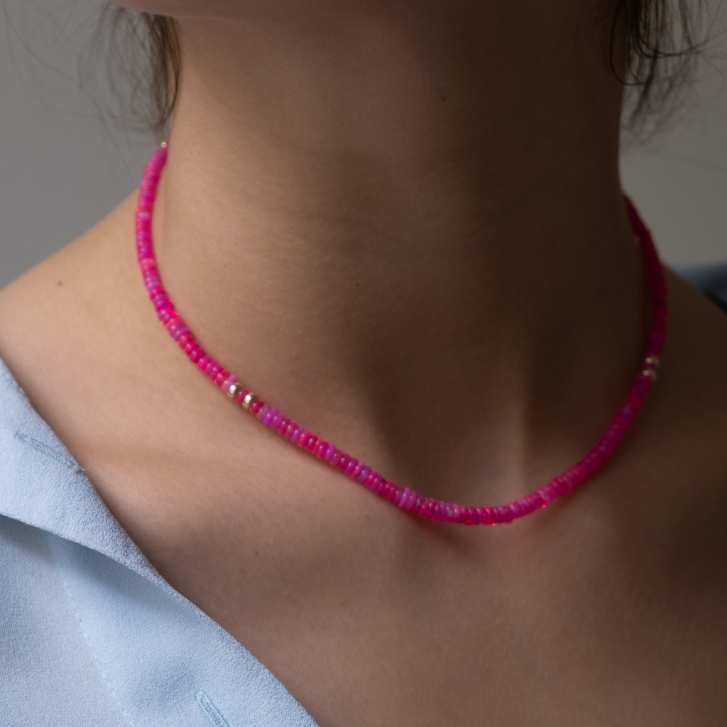 Neon Pink opal necklace – Vivien Frank Designs
