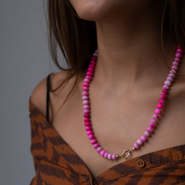 Pink Opal necklace by Vivien Frank Jewelry