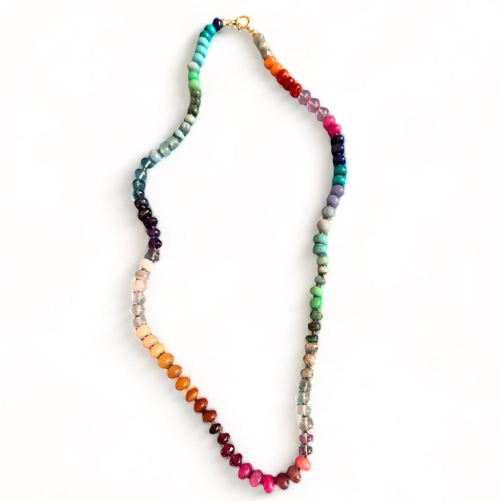 14k gold Rainbow gemstone candy necklace – Vivien Frank Designs