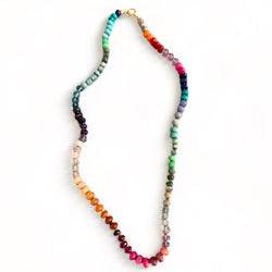 gemstone rainbow necklace hand knotted