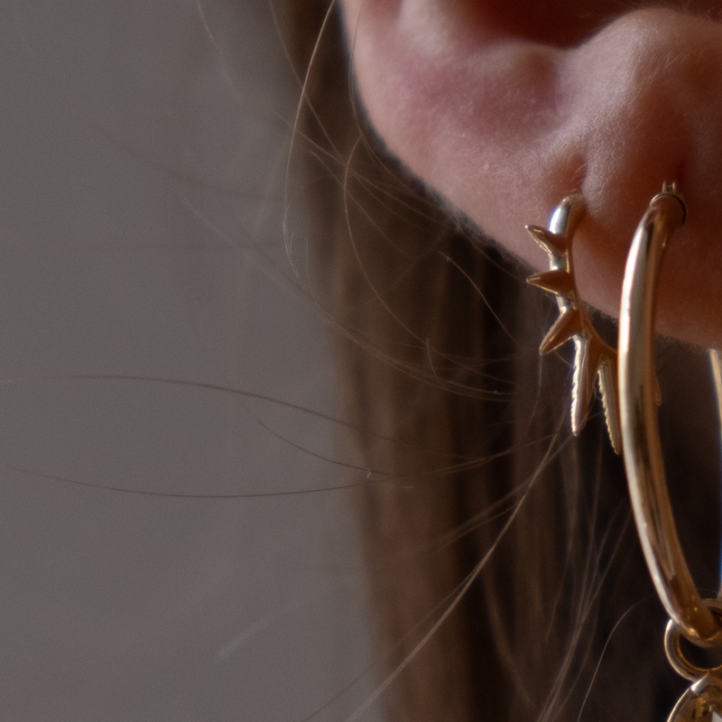 14k Gold Diamond Spike Earring
