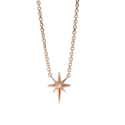 Nordic star pendant 14k gold with single white diamond