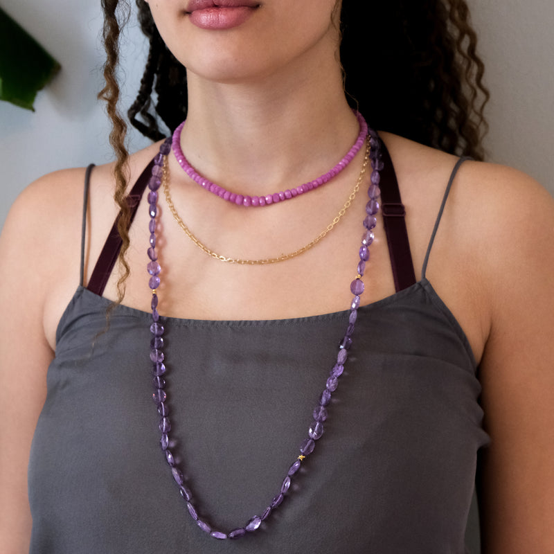 18k gold Pink Sapphire necklace