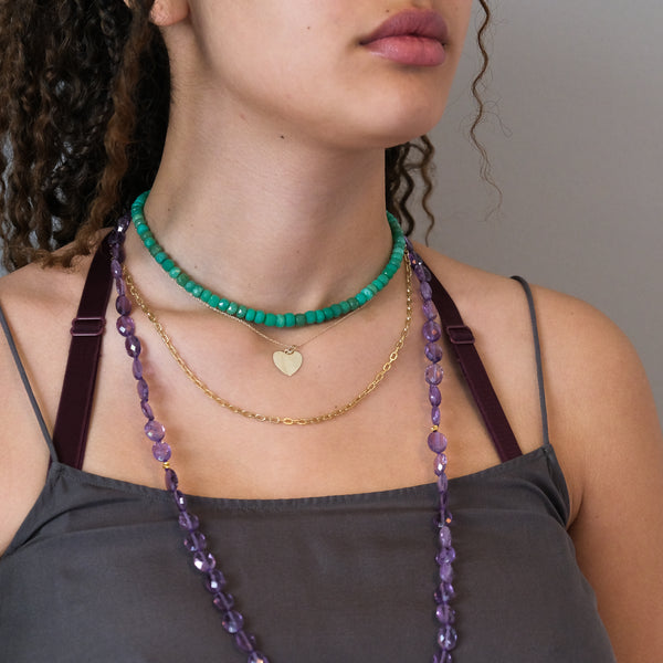 18k gold green Chrysoprase necklace