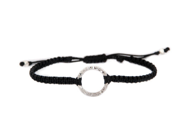 Karma bracelet 14k solid white gold. Circle bracelet. - Vivien Frank Designs