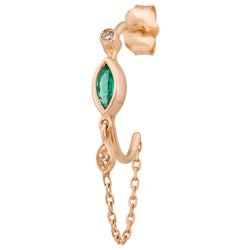 Marquise Emerald Diamond chain hoop earring