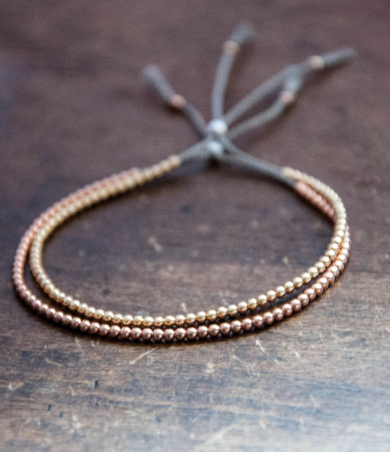 Gold beaded bracelet in 10k solid gold - Vivien Frank Designs