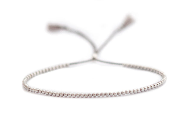 Delicate 14k solid White Gold beaded friendship bracelet - Vivien Frank Designs