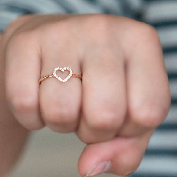 14k Yellow Gold Bubble Heart Ring Love Band Stylish Design Polished Solid |  eBay