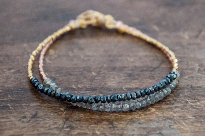 Labradorite Tennis bracelet with rose gold by Vivien Frank - Vivien Frank Designs