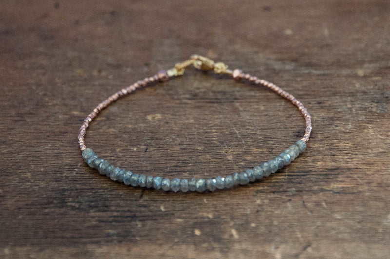 Labradorite Tennis bracelet with rose gold by Vivien Frank - Vivien Frank Designs