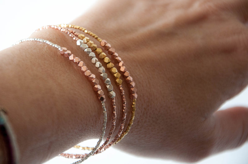 Nugget bracelet-rose gold on pure silver - Vivien Frank Designs