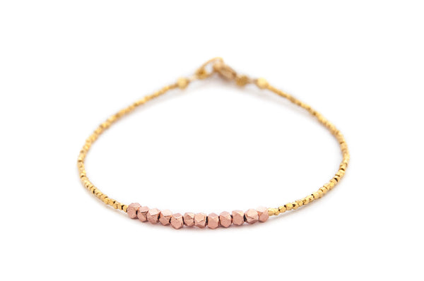 Nugget bracelet -rose gold on gold vermeil - Vivien Frank Designs