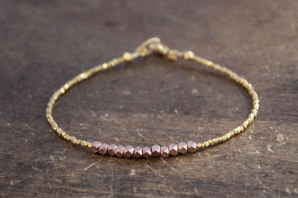 Nugget bracelet -rose gold on gold vermeil - Vivien Frank Designs