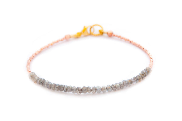 Labradorite Tennis bracelet with rose gold by Vivien Frank - Vivien Frank Designs