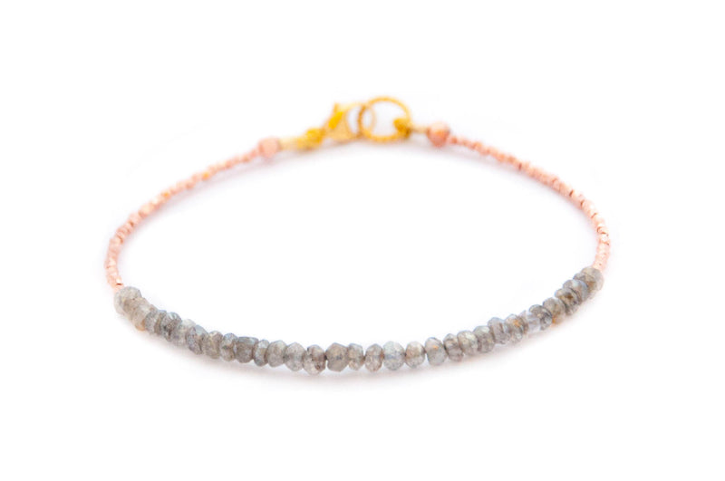 Labradorite Tennis bracelet with rose gold by Vivien Frank - Vivien Frank Designs