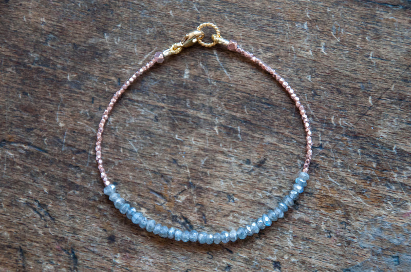 Labradorite Tennis bracelet with rose gold by Vivien Frank - Vivien Frank Designs