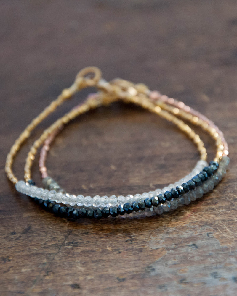 Labradorite Tennis bracelet with rose gold by Vivien Frank - Vivien Frank Designs