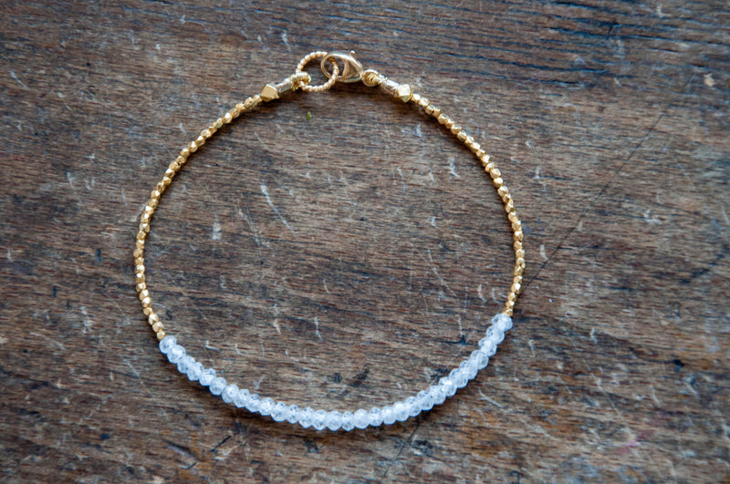 Tennis bracelet Zircon with gold by Vivien Frank - Vivien Frank Designs