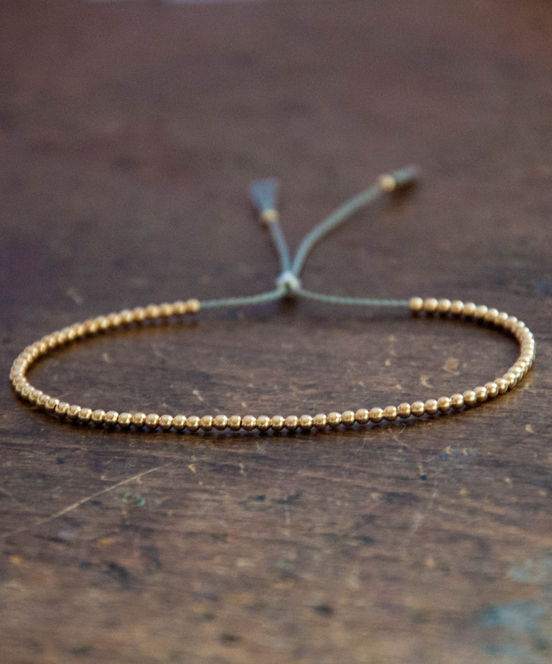Delicate 14k solid Yellow Gold beaded bracelet - Vivien Frank Designs