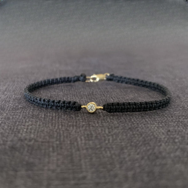 Diamond friendship bracelet with cord