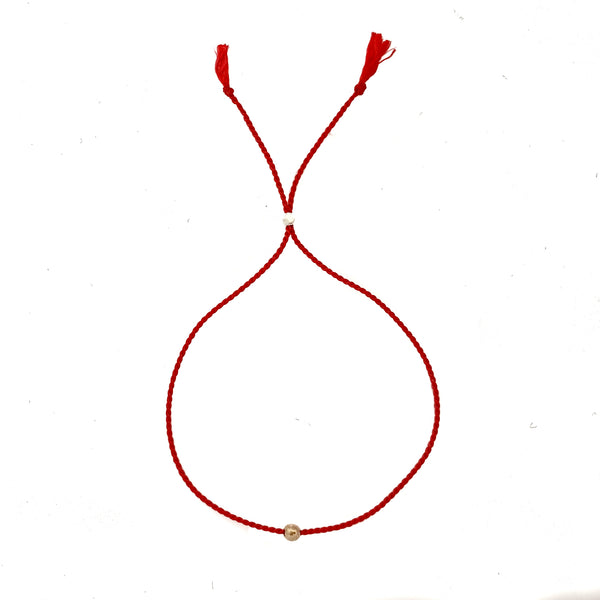 Simple Red String Bracelet with 14k gold bead Vivien Frank Designs