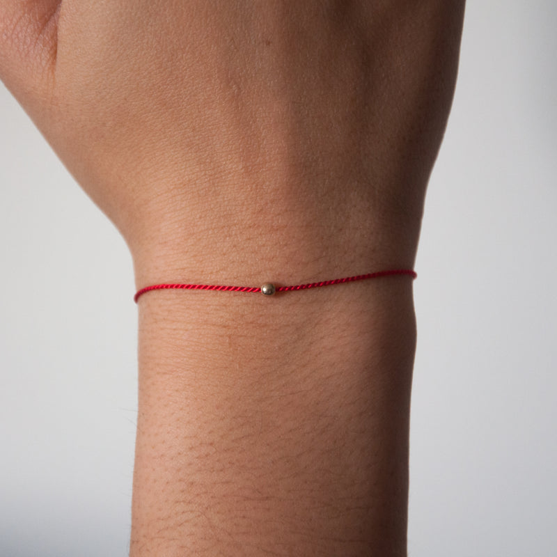 Simple Red String Bracelet with 14k gold bead